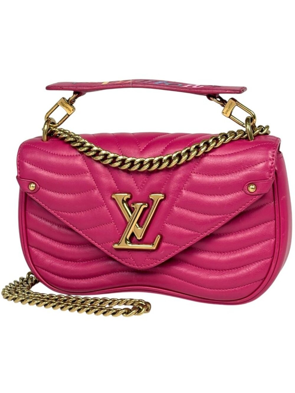 Louis Vuitton New Wave Chain MM 2-Way Shoulder Bag Leather Freesia